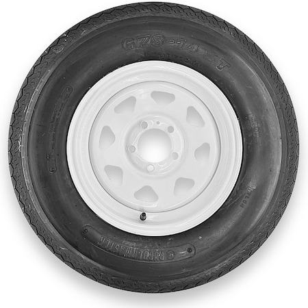 Rubbermaster - Steel Master Rubbermaster G78-14 ST215/75D14 6 Ply Highway Rib Tire and 5 on 4.5 Eight Spoke Wheel Assembly 599235